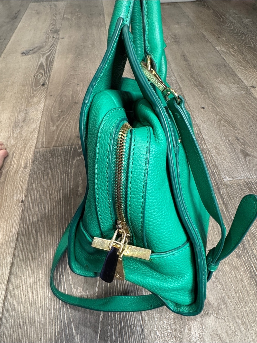Vince Camuto Kylie Satchel Teal Green Pebbled Leather with Detachable Strap - Picture 7 of 13